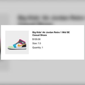 Big Kids' Air Jordan Retro 1 Mid SE Nike Multicolor Sneakers with Neon Accents